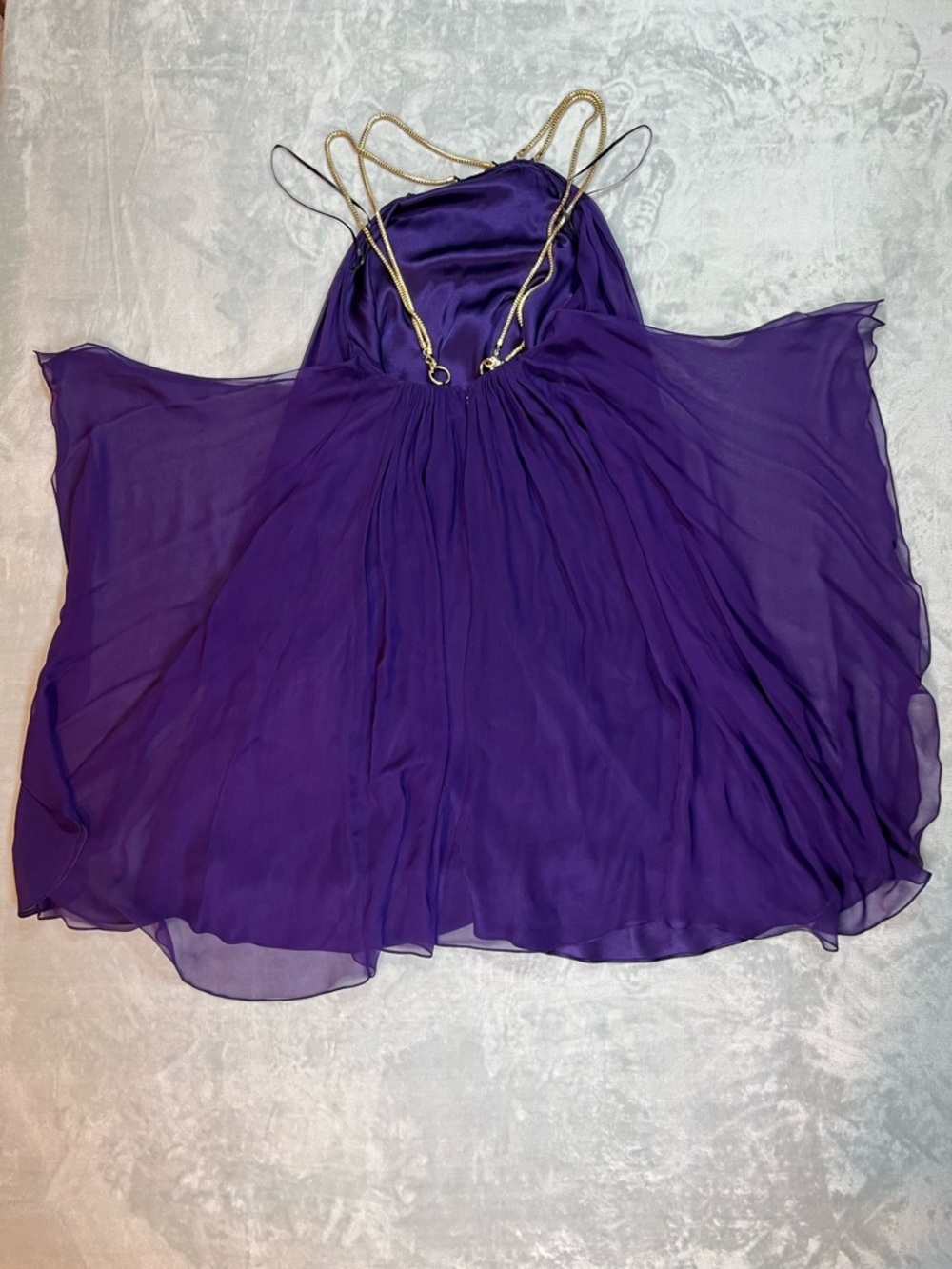 Thomas Wylde Purple Halter Midi Dress Gold Chain Straps Size Tag Missing - Picture 6 of 16